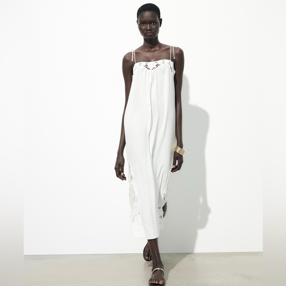 Zara White Maxi Dress with Lace Details - Picture 9 of 13